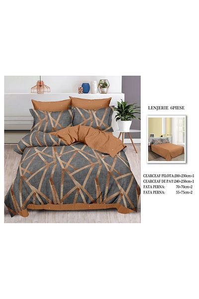 CHIRASO CHIRASO Finet Bedding Set, 6 Pieces, 2 Persons, Sheet 240x250, Quilt 200x230, 4 Pillowcases, Print
