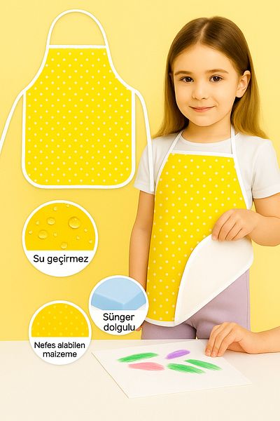 Morlay Activity Children's Apron – Nursery Kindergarten Activity Painting Apron with Liquid Proof Sponge 2-8 Years Old