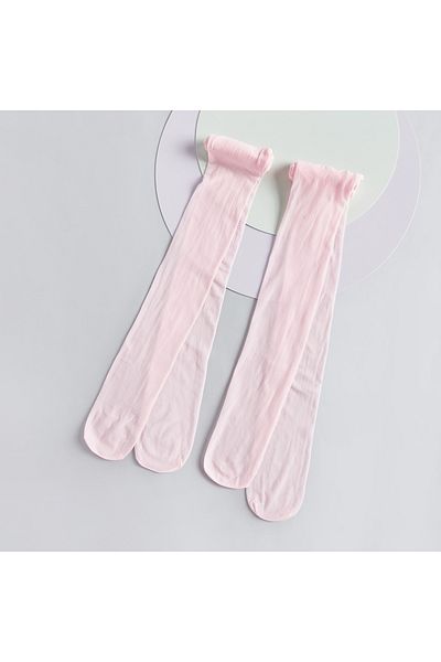 Juniors Solid Tights with Elasticated Waistband - Set of 2