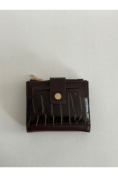 Boutiquehaki Winnie Crocodile Textured Women's Wallet with Card Holder Compartment Bitter Brown