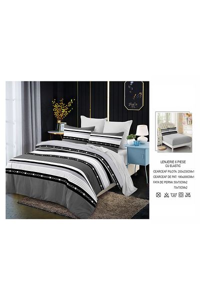 chiraso CHIRASO Finet Bedding Set, 6 Pieces, 2 Persons, Sheet 180x200, Duvet Cover 200x230, 4 Pillowcases, Print
