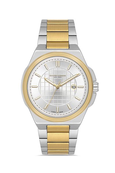 DAVID GUNER White Dial with Yellow White Coating Men's Watch Dg-8870Ga-D1