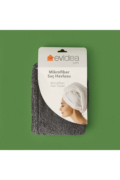 ASPARTAM Microfiber Hair Towel - Anthracite - 57X27 cm