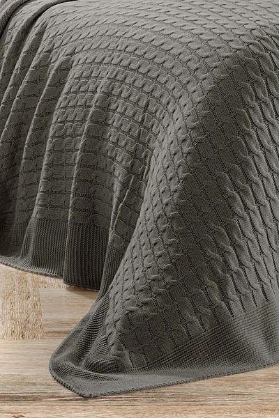 DOUX HOME Petra Knitwear Bedspread Single 180 X 230 Anthracite
