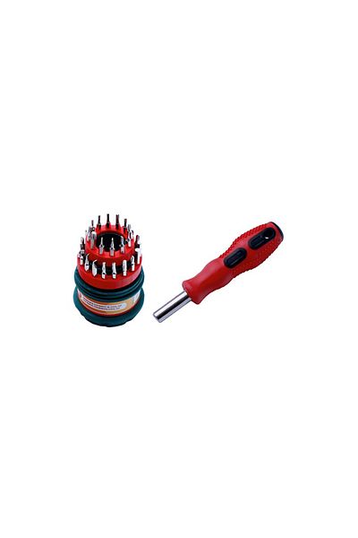 flores Professional kit with precision screwdriver and 31 interchangeable heads red