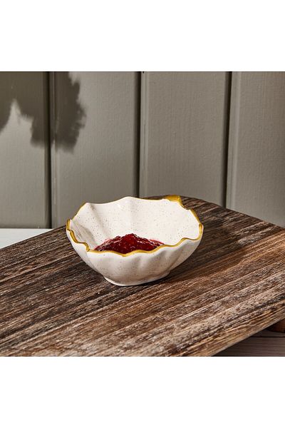MATMEL Ceramic Leaf Snack Bowl - Cream - 11 cm