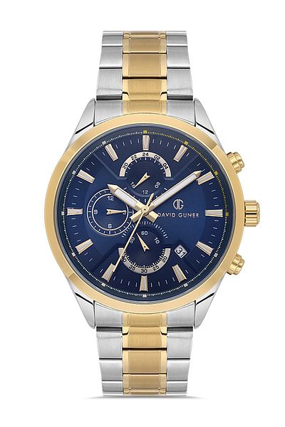 DAVID GUNER Sari White Coated Blue Dial Men's Watch Dg-8720Ga-D3