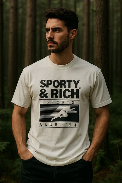 Rich Ανδρικό μπλουζάκι Basic Oversize Άνετη εφαρμογή 100% βαμβακερό μπλουζάκι με κοντό μανίκι