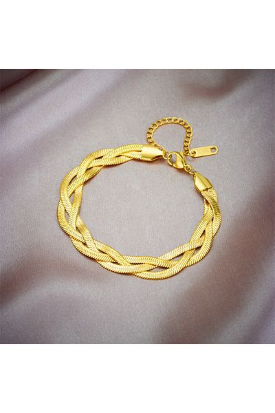 Choice B569 DIEYURO 316L Stainless Steel 3in1 Crossover Snake Chain Necklace Bracelets For Women Girl New F
