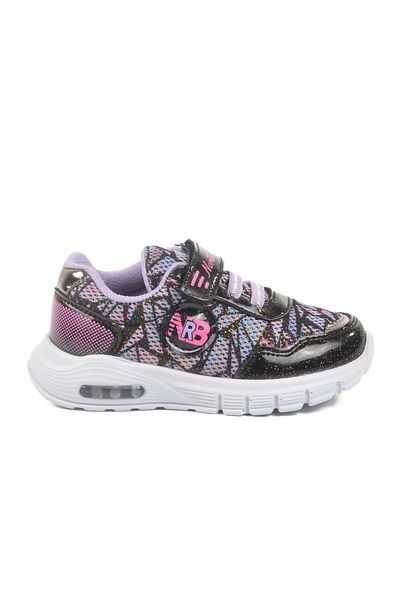AYAKMOD Black Lilac Velcro Lighted Girls' Sports Shoes 336126 B