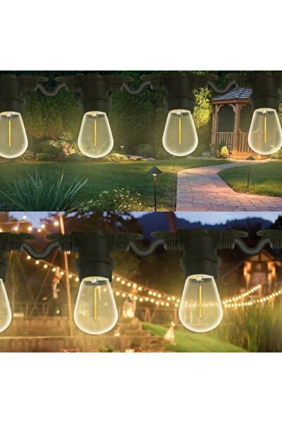 LEDBOX Ghirlandă decorativă cu LED-uri pentru exterior, 20 m, interconectabilă, 20 becuri E27, lumină caldă, clasă energetică