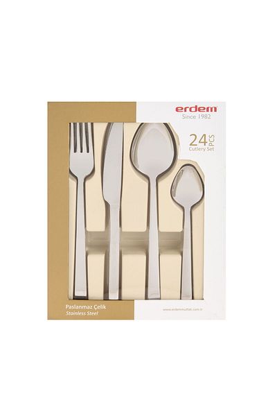 MATMEL Girit 24 Piece Steel Fork Spoon Knife Set - Inox