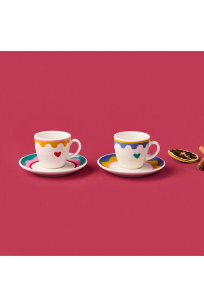 ASPARTAM Kitchen Granny 4 Piece Porcelain Cup Set - Colorful / Yellow