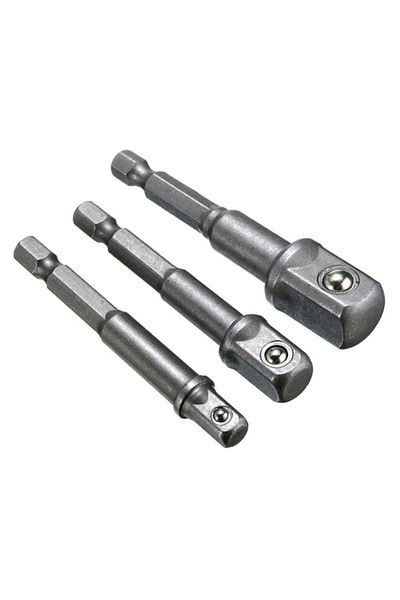 OEM 3-piece self-tapping adapter set 1/4"-3/8"-1/2", Silver