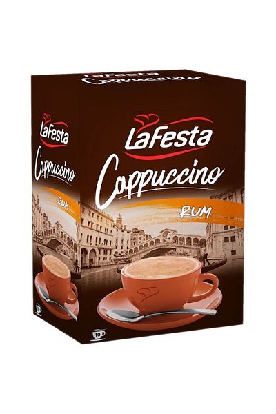 La Festa 2 x Box of 10 Cappuccino Sachets with Rum, La Festa, 125 g
