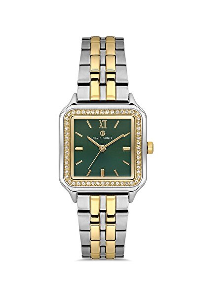DAVID GUNER Sari White Coated Women's Watch with Green Dial Dg-8708La-D10