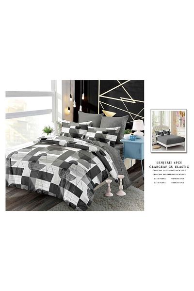 chiraso CHIRASO Finet Bedding Set, 6 Pieces, 2 Persons, Fitted Sheet 180x200, Duvet Cover 200x230, 4 Pillowcases