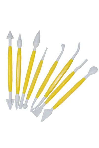 zola Set of 8 pieces for decorating cakes/cupcakes, different designs, plastic, length 14/16 cm, yellow
