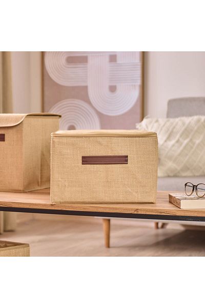 MATMEL Home Jute Supported Bag - Beige - 23X42X35 cm