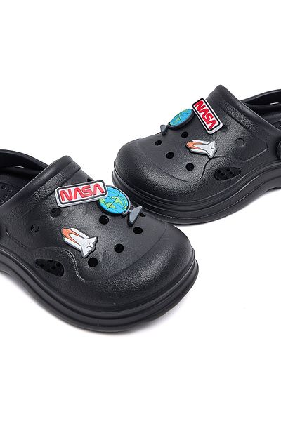 R&B Black Jibbitz Slingback Clogs