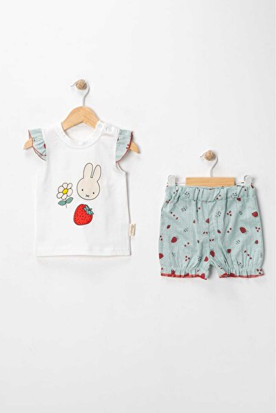 MyPrettyBaby طقم مكون من قطعتين من شورت صيفي للفتيات الصغيرات مطبوع عليه فراولة