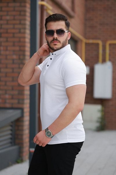 Kokosh moda Ανδρική γραμμή Μπλουζάκι με κοντό μανίκι με υφή και γιακά