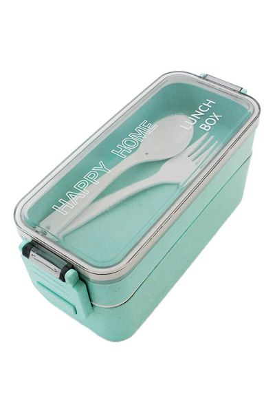 OEM Lunch box, 750 ml, cutlery, 2 compartments, green