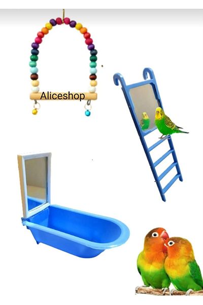 aliceshop Set of 3 Toys for Lovebirds and Birds of Various Sizes