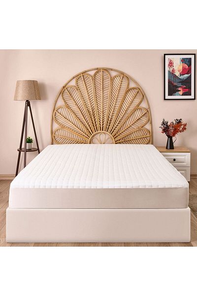 MATMEL Quilted Liquid Proof Fitted Double Mattress - White - 160X200 cm
