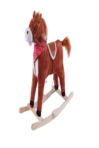 rexa Plush Rocking Horse Toy for Kids Stuffed Animal Ride-on Toy with Music 70x28x73x48