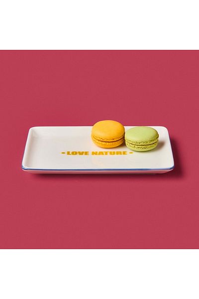 MATMEL Love Nature Serving Plate - Yellow / Blue - 13X18 cm