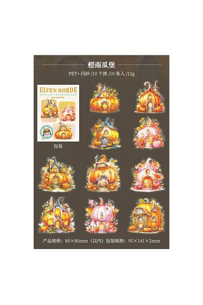 İthal O14-10 Pcs Glitter Houses Pet Sticker - Color: Red
