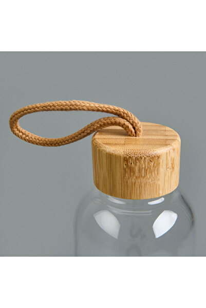MATMEL H2O Glass Flask with Bamboo Lid with Case - Transparent / Light Brown - 800 ml