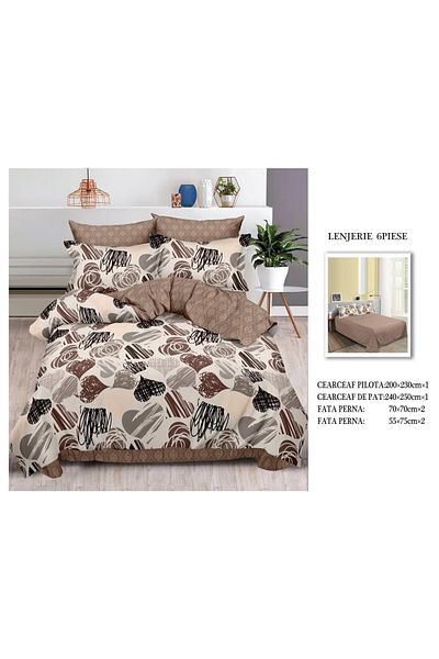 chiraso CHIRASO Finet Bedding Set, 6 Pieces, Sheet 240x250, Quilt 200x230, 4 Pillowcases, Print