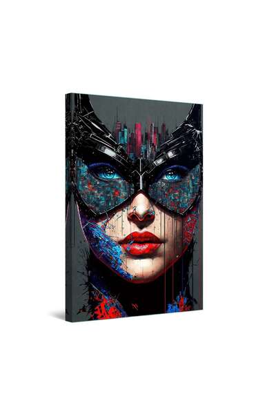 startonight Tablou DualView Startonight Masca Abstracta de Femeie Pisica, luminos in intuneric, 60 x 90 cm