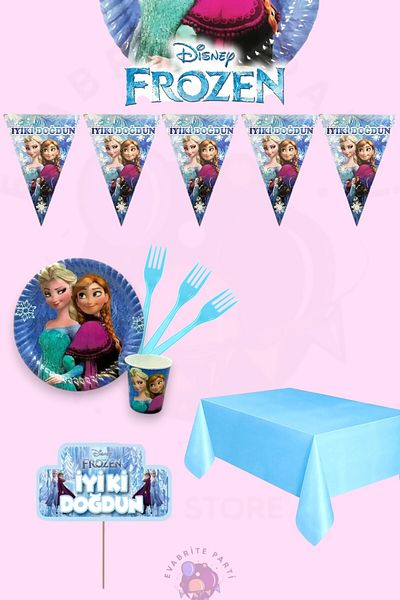 Evabrite Frozen Elsa Themed Ecomini Set Birthday Party Supplies for 8 People