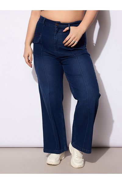 Sassafras By Styli Plus Size Straight Fit Jeans with Front Seam Detail