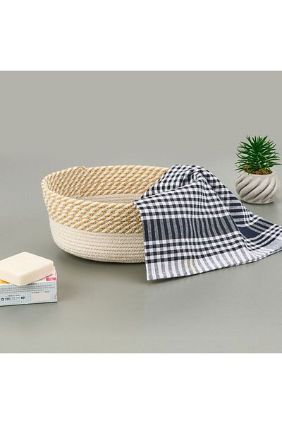 ASPARTAM Boho Style Basket - White / Beige - 25X20X10 cm