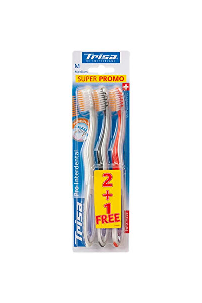 Trisa Periuță de dinți manuală Pro Interdental Trio Medie 682179 Multicoloră