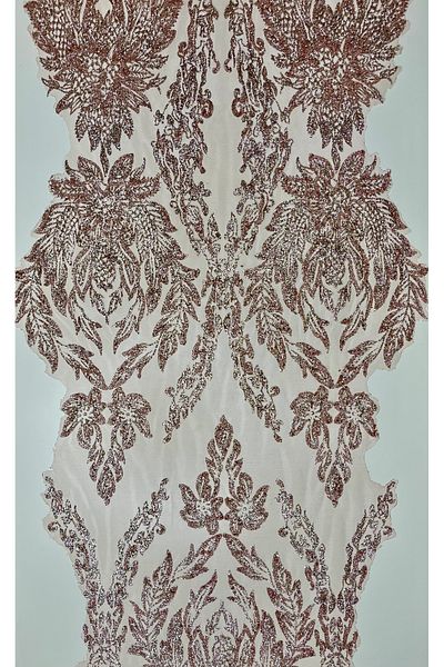 zeinapp Laser Cut Board Report Flower Pattern Asymmetric Tip Copper Glitter Glass Beaded Tulle Runner 50X150