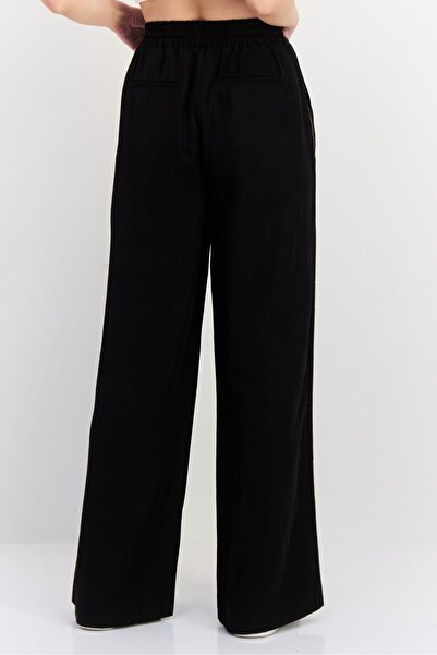 Scotch & Soda Women Regular Fit 32 Length Plain Wide Leg Pants, Black
