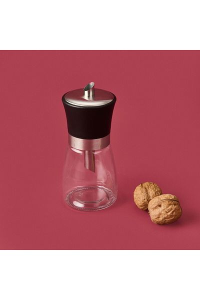 MATMEL Glass Powdered Sugar Bowl - Black / Transparent - 12.5 cm