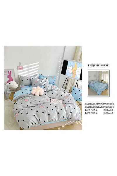 CHIRASO CHIRASO Finet Bedding Set, 6 Pieces, Sheet 240x250, Quilt 200x230, 4 Pillowcases, Print