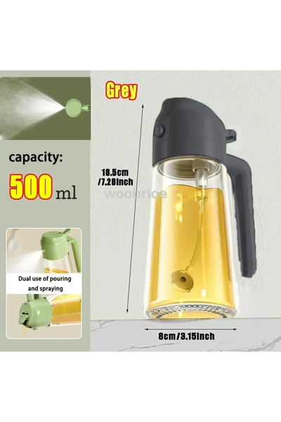 Choice Glass-Grey-500ml 2in1 500ml Glass Oil Sprayer Oil Spray Bottle Oil Tank BBQ Kitchen Baking BBQ Picni