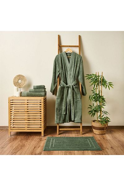 ASPARTAM Halat de baie unisex din bumbac moale premium - kaki - L / XL