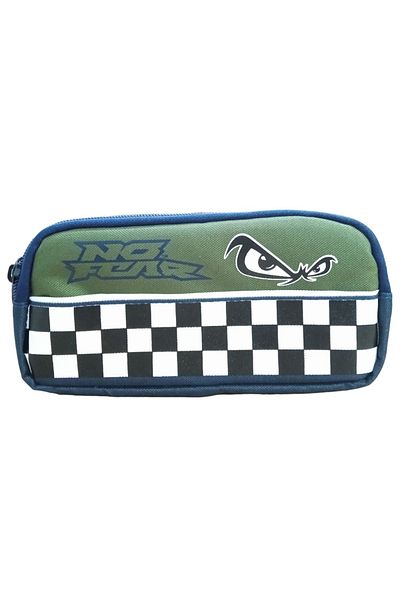 No Fear Pencil Bag 03623 Khaki Checker Double Compartment