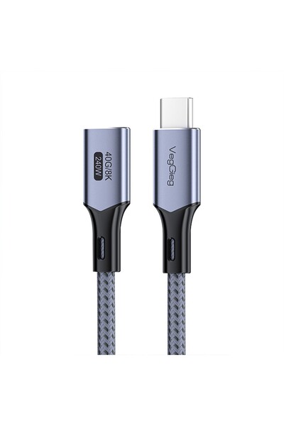 Veggieg Usb 4.0 240w 40gbps E-mark Thunderbolt 4 8k 60hz Type-c Uzatma Kablos...