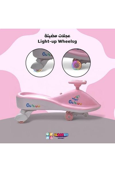 ALBADER سيارات الأرجوحة السحرية للأطفال - سيارة تويستر السحرية بعجلات LED، ألعاب دفع وموسيقى
