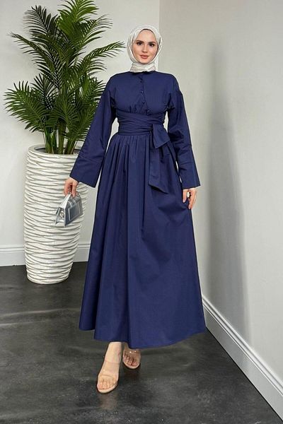 MERVEN AKYÜZ Πουκάμισο Izella Φόρεμα Navy Blue