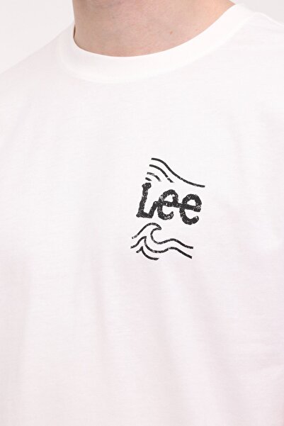 Lee Cooper Ανδρικό κοντομάνικο μπλουζάκι με λαιμόκοψη σε λευκό χρώμα